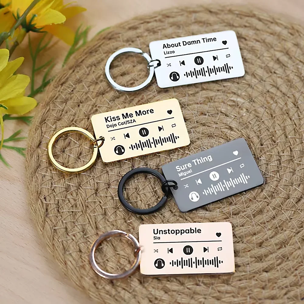 

Custom Code Keychain Favorite Song Customized Song Name Singer Spotify Code Music Teacher Boyfriend Girlfriend Gift Music Lover