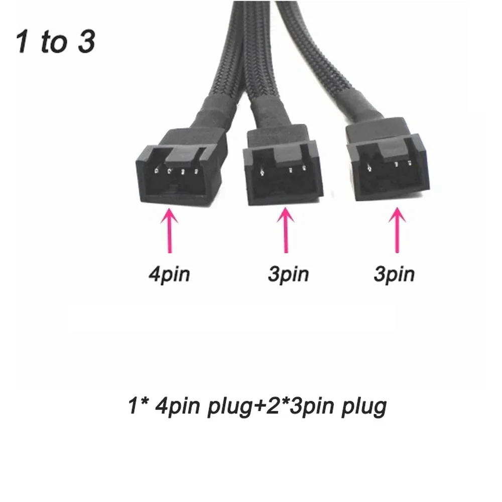 1:1 2:3:4 분배기 PWM 4핀 3핀 컴퓨터 메인보드 CPU 팬 커넥터 연장 케이블 3핀 4핀 컴퓨터 냉각 시스템용