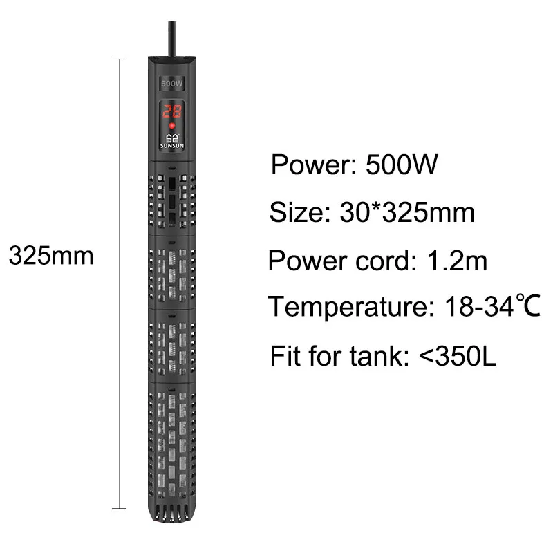 christmas fish tank decor SUNSUN Aquarium Heater Submersible Fish Tank LCD Display Digital Adjustable Water Heating Rod Constant Temperature Control 500W algae scraper Aquariums & Tanks