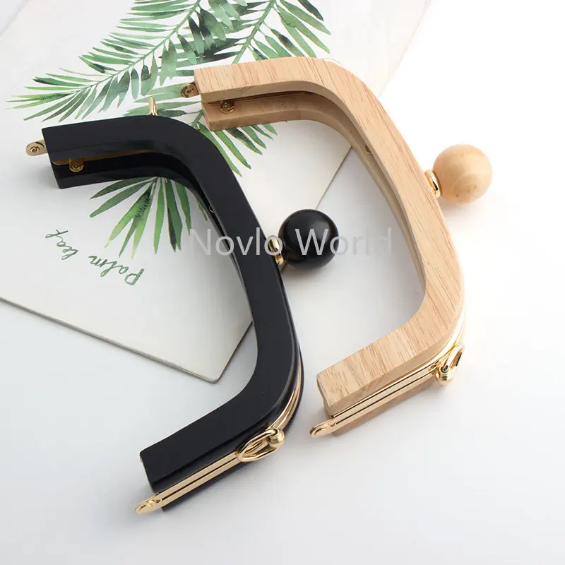 Wooden Metal Kiss Clasp Lock Frame Handles For Purse Handbag Shoulder Wallet Closure Clutch Bags DIY Sewing Handmade Accessories