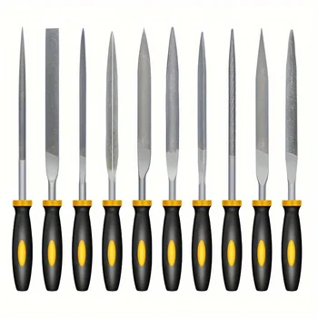 Premium Needle File Set - High-Carbon Steel Files with Non-Slip Ergonomic Handles for Precise Filing on Wood, Plastic, Model 1