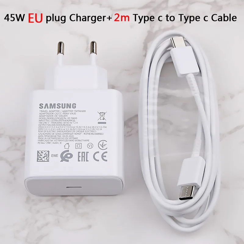 Original Samsung S20 S22 Ultra 45W Surper Fast Charger PD Quick Charge Adapter TypeC For Galaxy S20Plus Note 10+ A90 A80 Tab S7+ usb triple socket Chargers