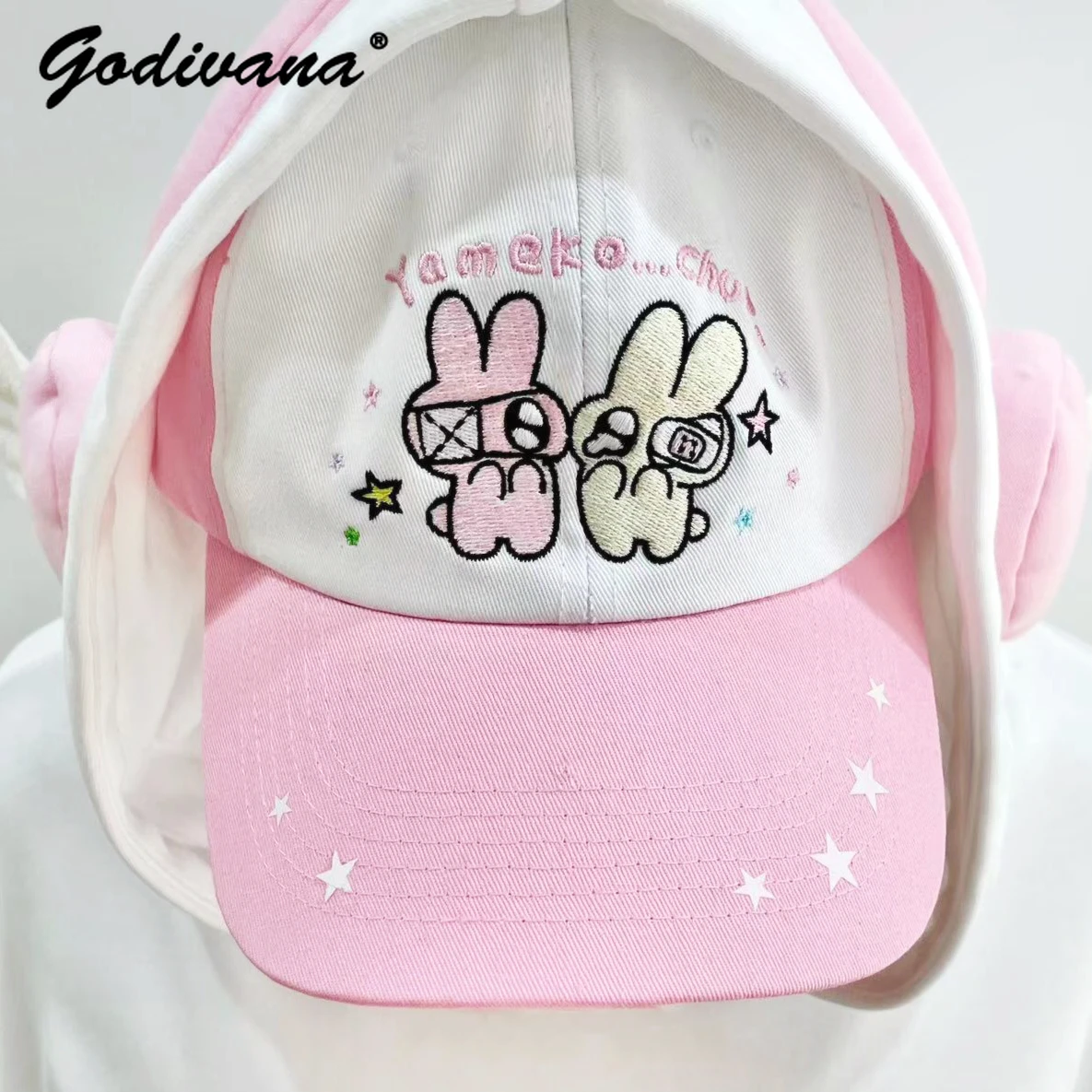 

Original Design Cute Cartoon Rabbit Band-Aid Hat Spring Summer Y2K Girl Students Kawaii Pink Baseball Caps Hats