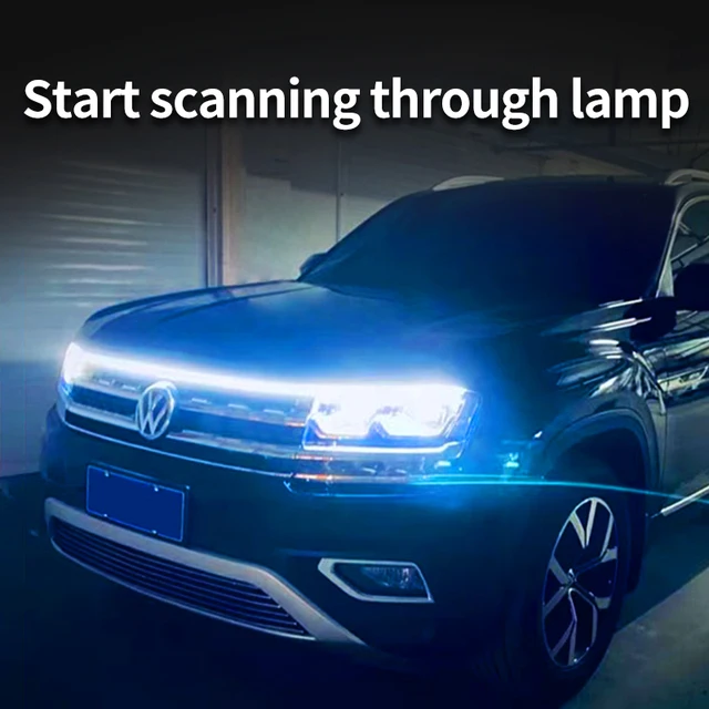 Dynamic scanning of car hood through type daytime running light guide strip and decoration of universal LED turn signal strip 1