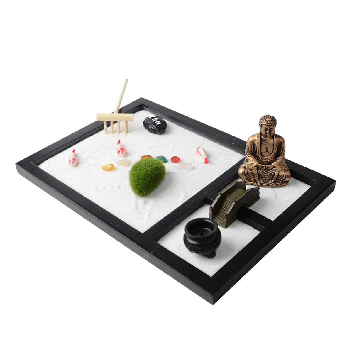 BAAU Japanese ZenGarden Kit for Desk-Relaxing Sand Box Set with Accessories for Office Tabletop Decor and MeditationGift
