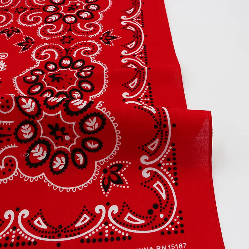 68CM Retro Blue Red Paisley Large Square Bandana Cotton Hip Hop Headband Scarf 5
