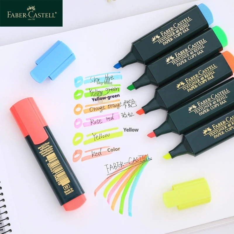 FABER CASTELL 형광 캔디 컬러 형광펜 텍스트라이너 마커 펜 마킹 문구 학교 용품 6종 세트