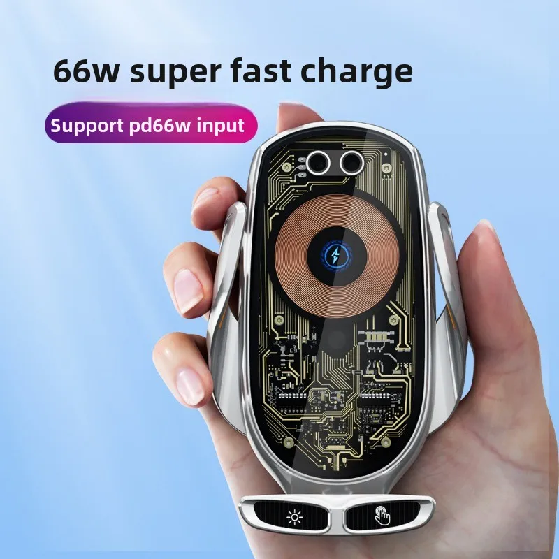 New 66W Wireless Super Fast Charging Car Charger Transparent Multi functional Smartphone Stand