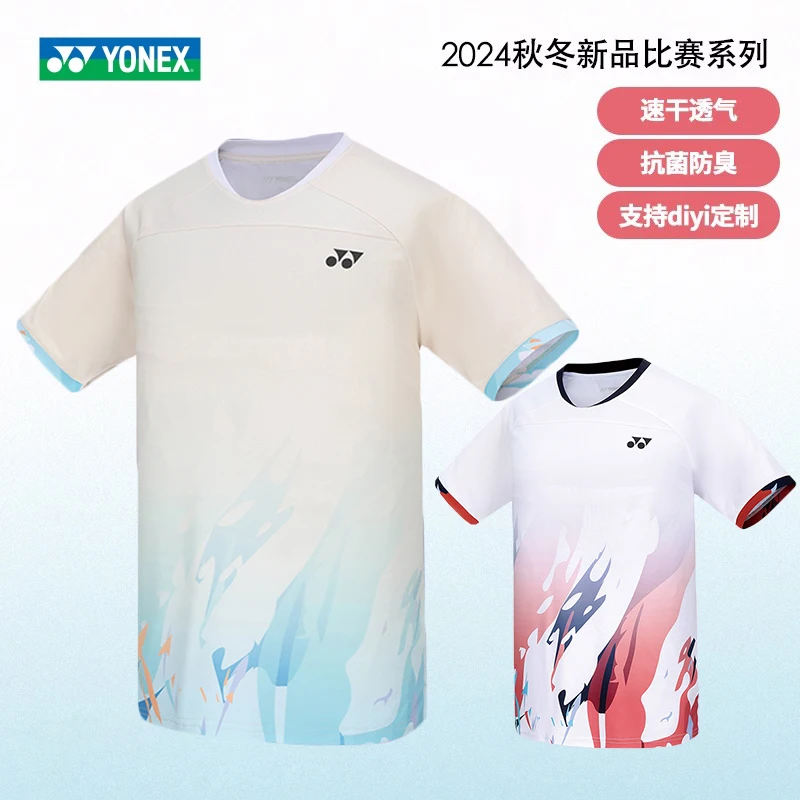 Yonex New Badminton Tennis Suit Men's Sports T-shirt Short Sleeve Comfortable Breathable Sweat-absorbent Quick-drying