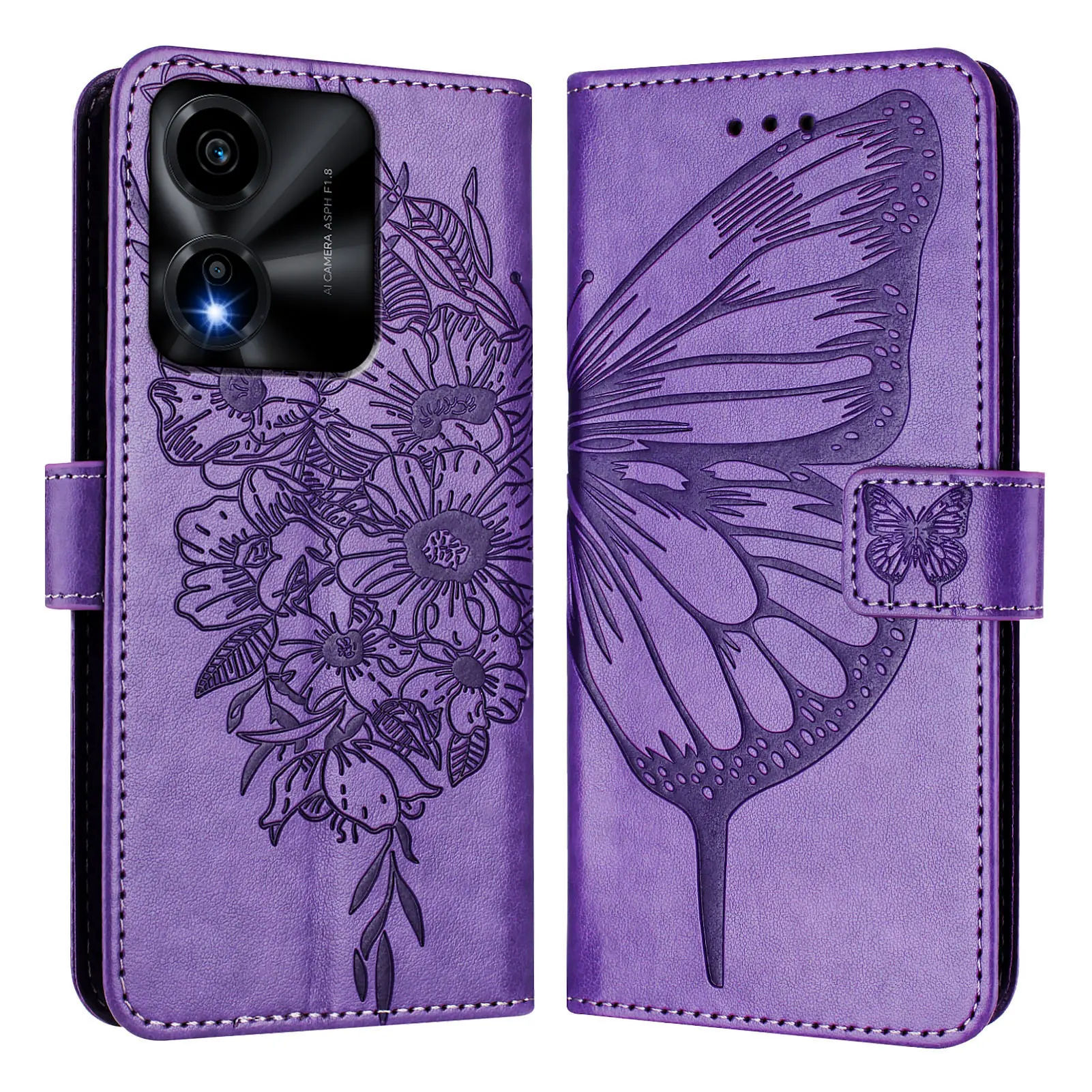 Butterfly Flower Magnetic Leather Wallet Flip Cover Phone Case