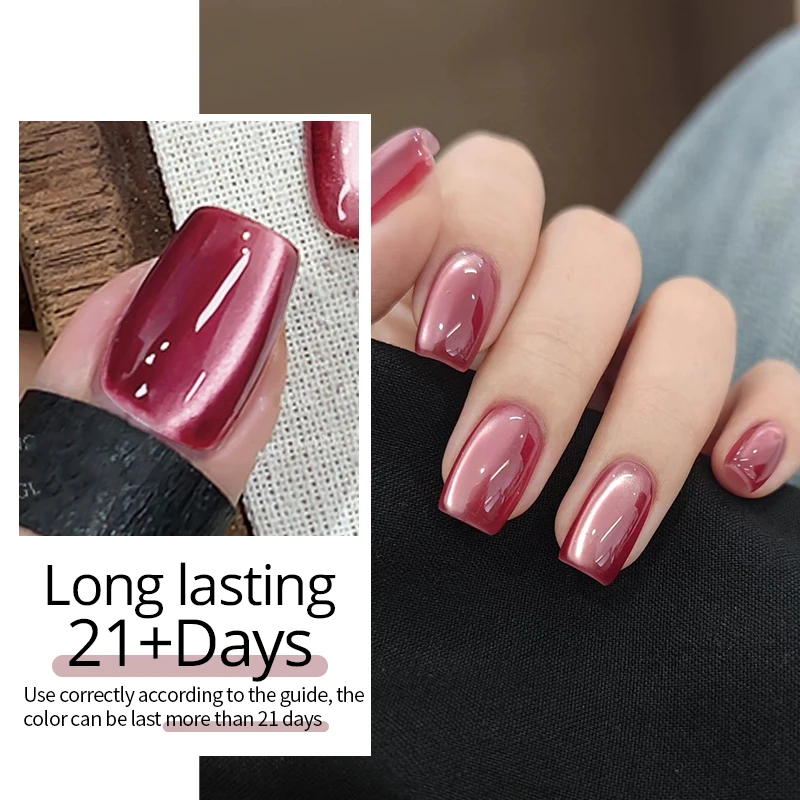 UR SUGAR 15ml Misty Rose Red Water Light Cat Magnetic Gel Nail Polish Sparkling Red Glitter Semi Permanent Soak Off for Winter