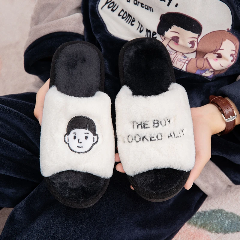 Home Cotton Slippers 2022 New Winter Shoes for Women Fashion Indoor Soft Slides Men Non-Slip Ladies Slides Platform Shoes Couple