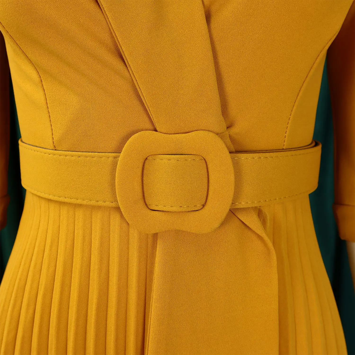 XIOCEAN Elegant Office Dresses Pleated for Woman Notched Collar Half Sleeve Belt Waisted Mid Calf Afircan Business New Robe