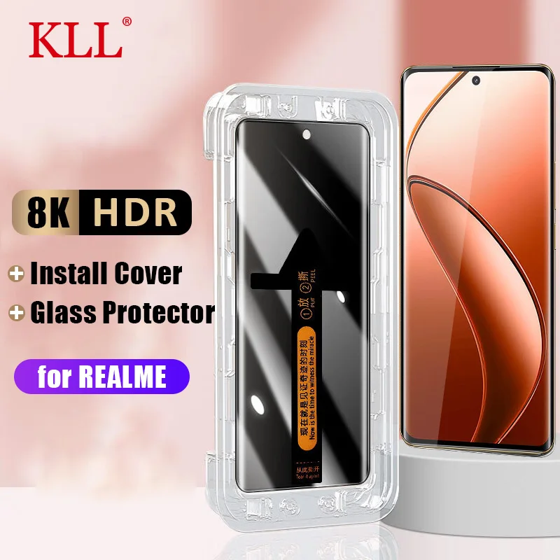 

3D Curved Edge Glue Privacy Tempered Glass For Realme 12 11 10 GT5 Pro Plus HD Screen Protector One-click Installation