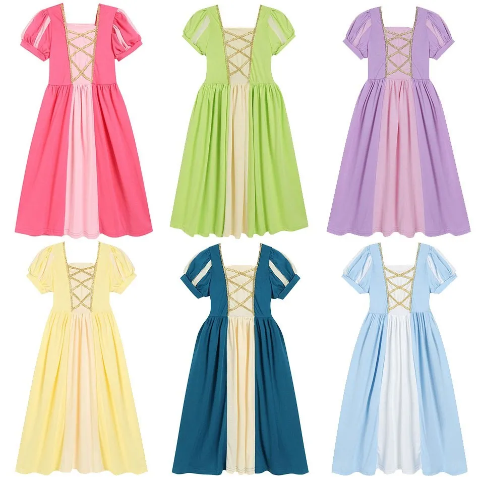 

Kid Princess Clothes Children Snow White Cinderella Merida Party Dress Girl Belle Rapunzel Aurora Cartoon Gown Carnival Disguise