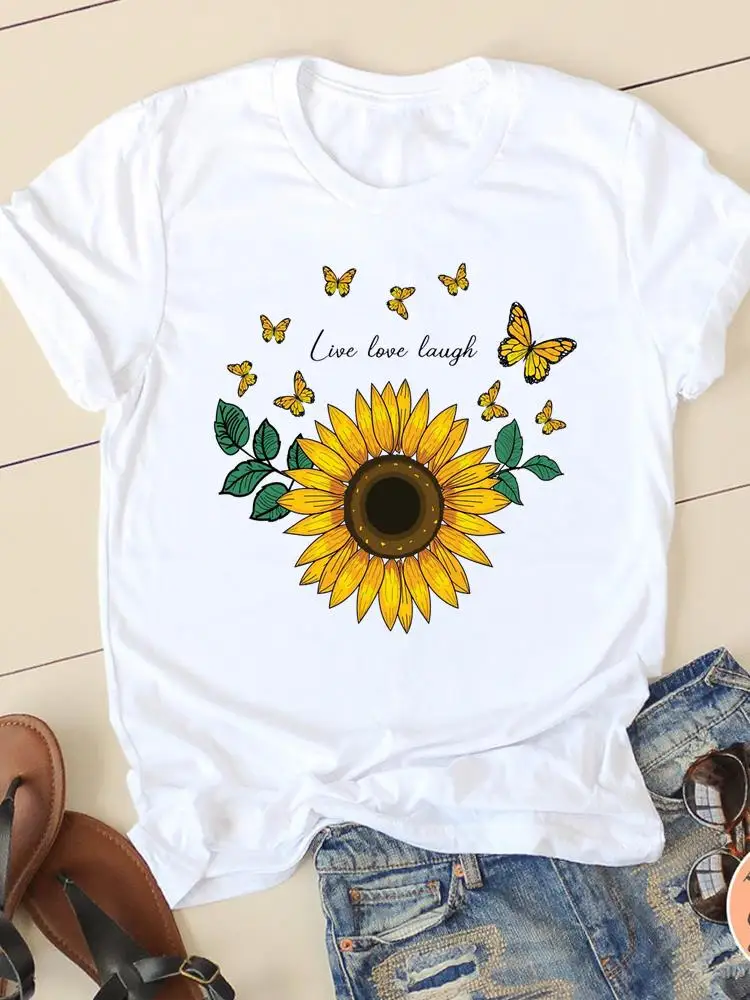 

Butterfly Lovely Trend Cute Short Sleeve Ladies Casual Clothing Women T Clothes Print T-shirts Fashion Female Graphic Tee