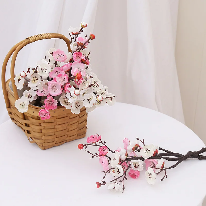 Artificial Plum Cherry Blossoms Silk Flores Sakura Flowers Branches Home Table Decor Diy Holiday Wedding Home Decorations