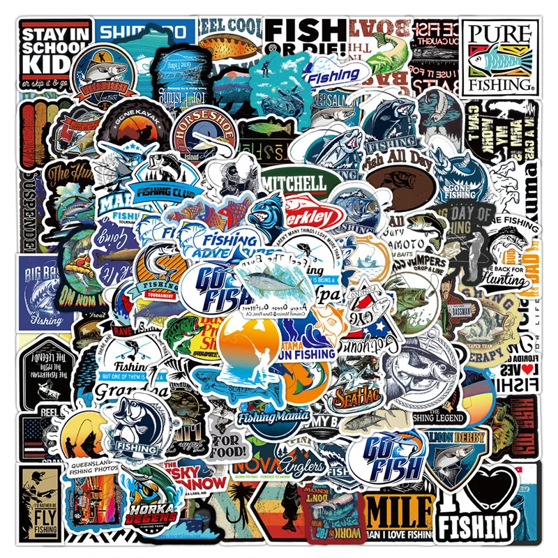 Cartoon Stickers Decorative Stickers Self Adhesive Stickers Custom Stickers Anime Stickers Outdoor Fishing Stickers 10/30/50/100pcs