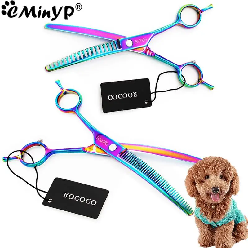 

6.5/7/8'' Professional Dogs Downward Curved Thinning Scissors Dog Shark Thinning Shears for Pet Grooming Clipper Hair Cut Tools