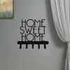Crochet Key Holder for Wall, Home Sweet Home Sign 5 Hooks, Decorative Key Organizer Coat Rack Wall Mount Towel Rack Wall 1