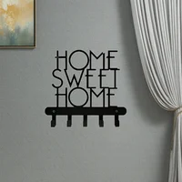 Crochet Key Holder for Wall, Home Sweet Home Sign 5 Hooks, Decorative Key Organizer Coat Rack Wall Mount Towel Rack Wall 1