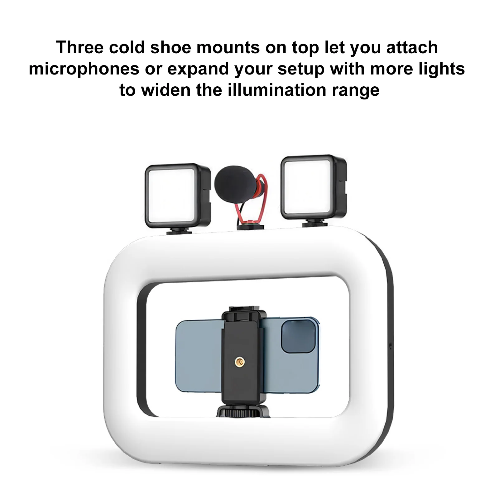 Portable Rechargeable Selfie Ring Light with Phone Holder and Stabilizer