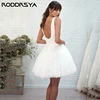 RODDRSYA Lovely Tulle Wedding Dress For Women Sexy Square Collar Backless Robe De Mariée Short Mini Spaghetti Straps Bride Party 2