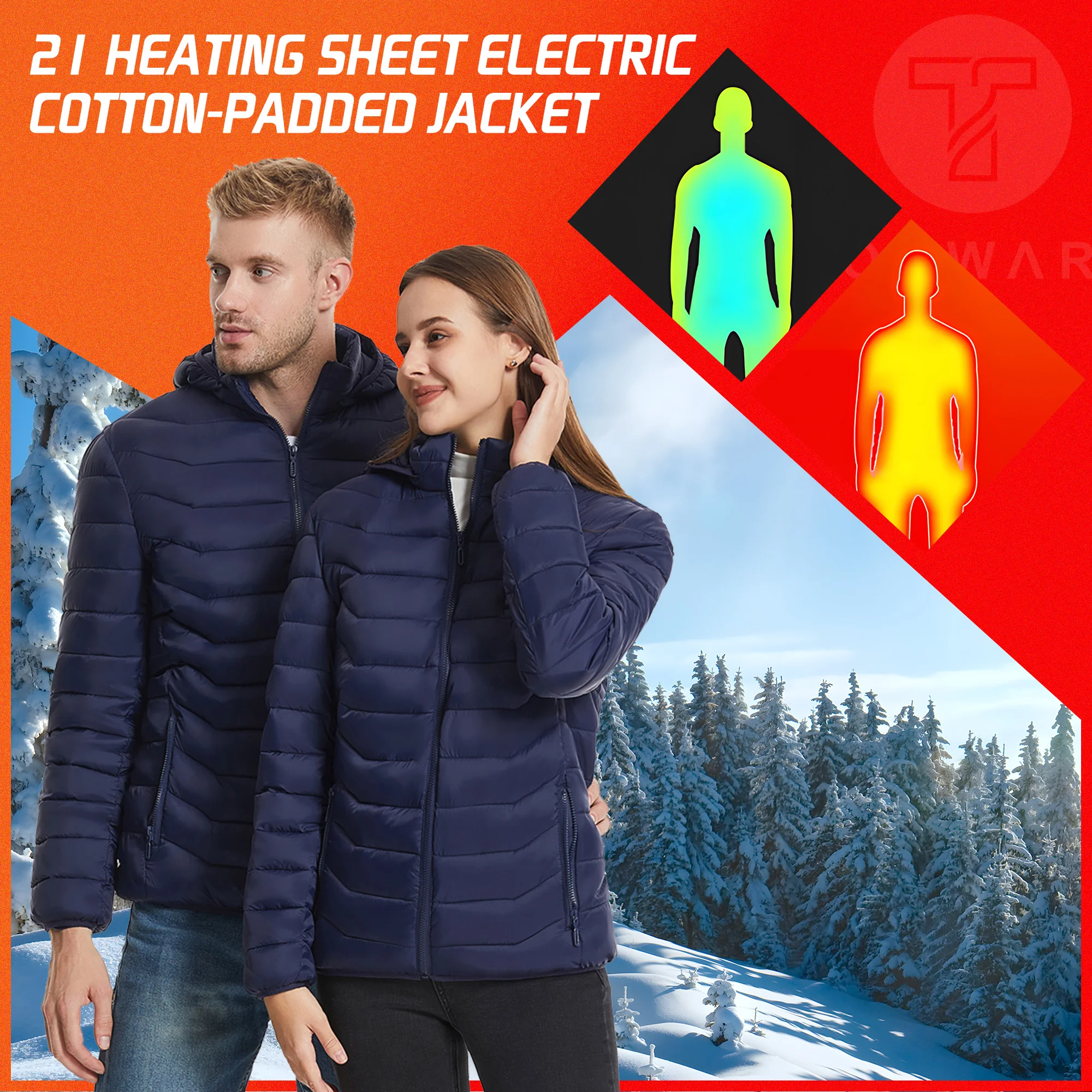 TODWARM Heated Jacket 21 Areas Winter Men's Women's Motorcycle Jacket USB Electric Heating Heated Vest Moto Thermal Cloth heated jacket