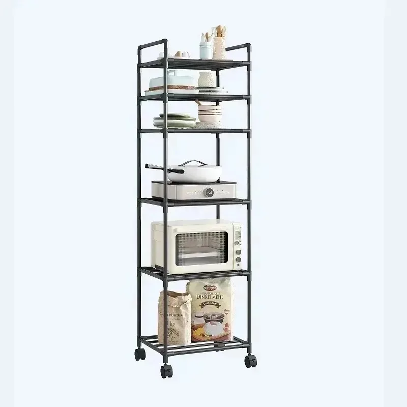 Chariot de rangement mobile pour cuisine, étagère multi-niveaux, organisateur de vaisselle pour réfrigérateur