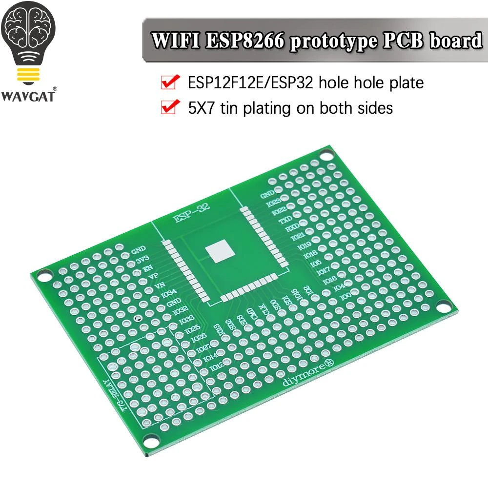 WAVGAT 5x7CM Double Side Prototyp PCB Board Breadboard Proto Für