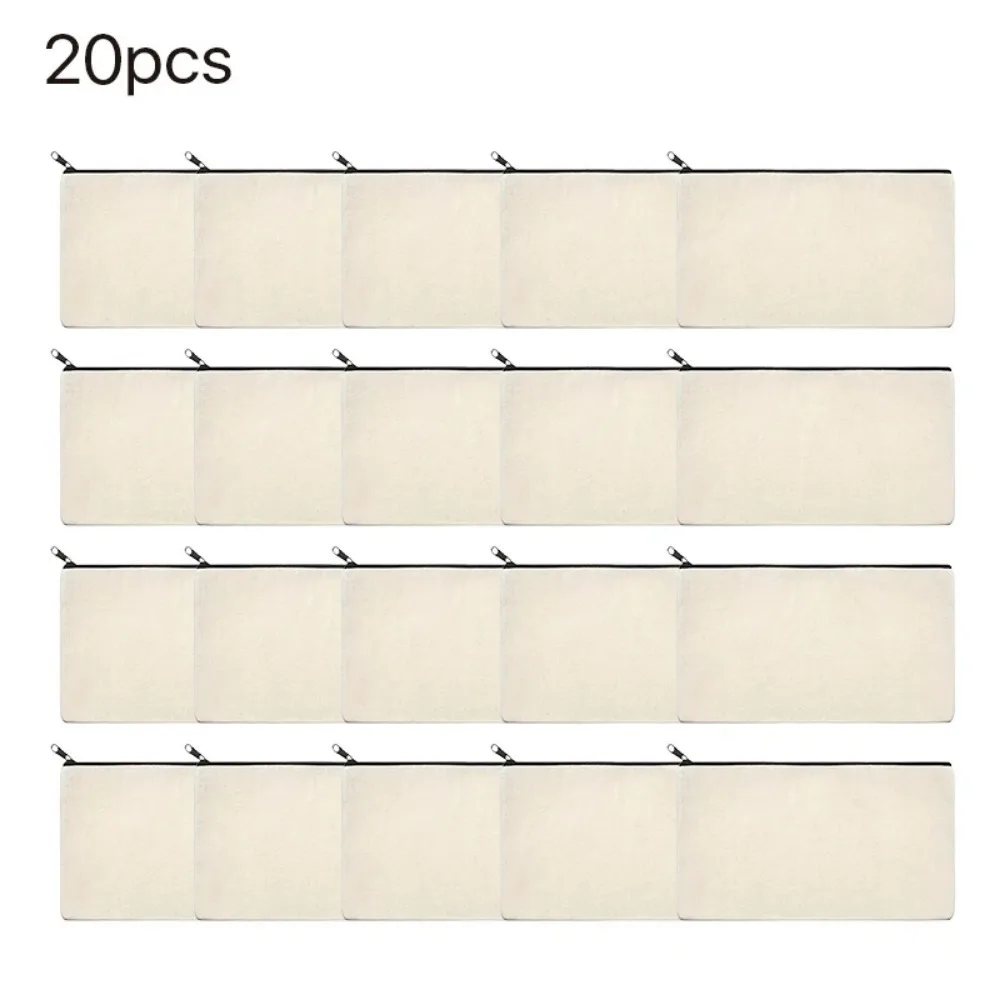 Zipper Bags 10/20PCS Canvas Zipper Bags Multifunctional Blank DIY Craft Pouches Pencil Bags Case Pouch For Home School Travel