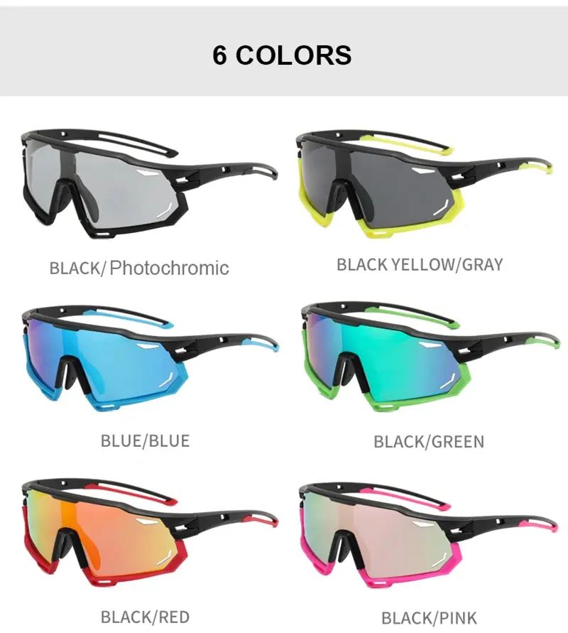 Meekleurende sportbril Heren Vrouw Gepolariseerde fietsbril Mountain MTB Fietsen UV400 zonnebril Fietsbril_voghion.com