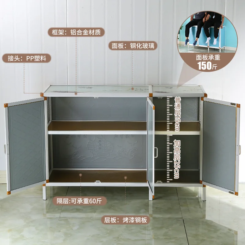 Cabinet Simple Kitchen Household Stainless Steel Aluminum Alloy Stove Cabinet Gas Stove Shelf 3
