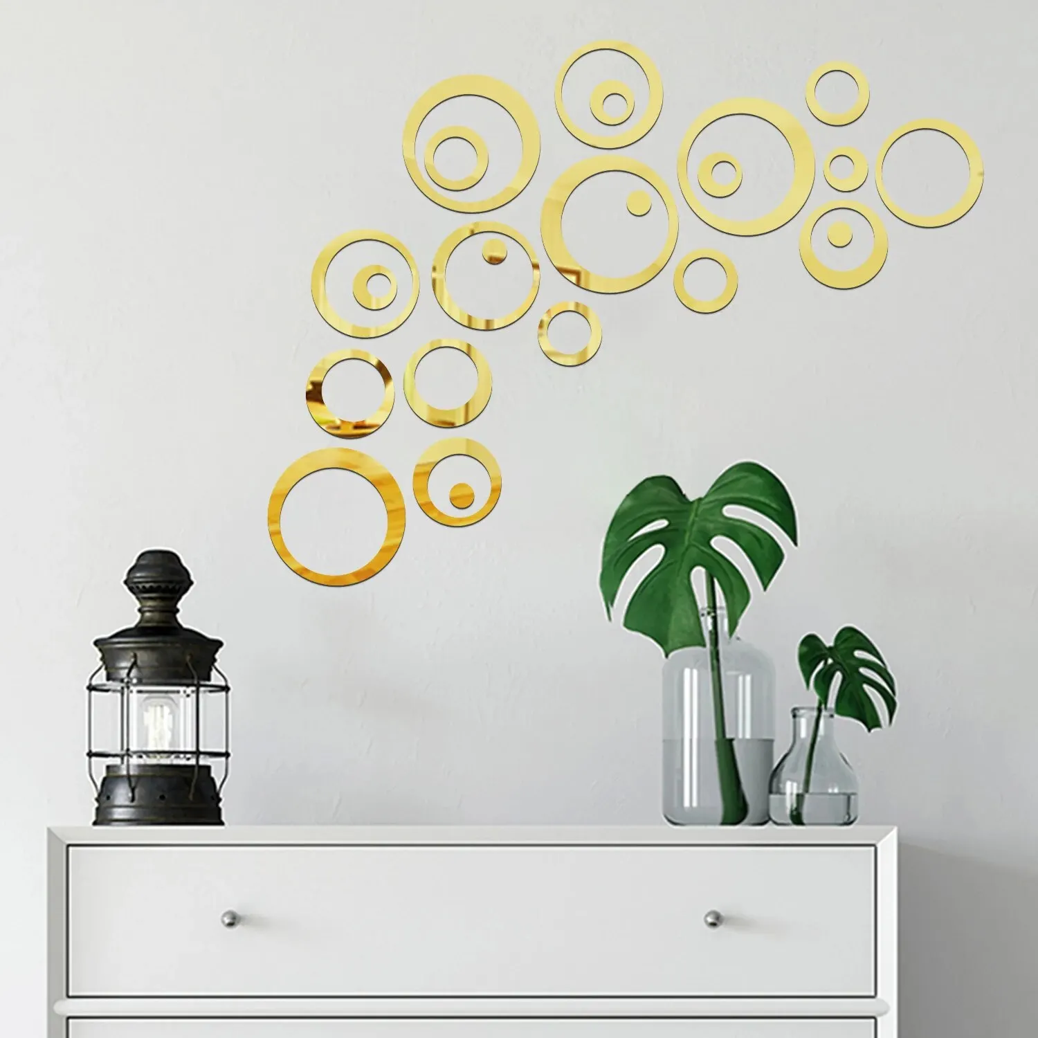 24PCS/LOT wall stickers Geometric Hollow Circle DIY Mirror 3D Living Room Bedroom Home Decoration