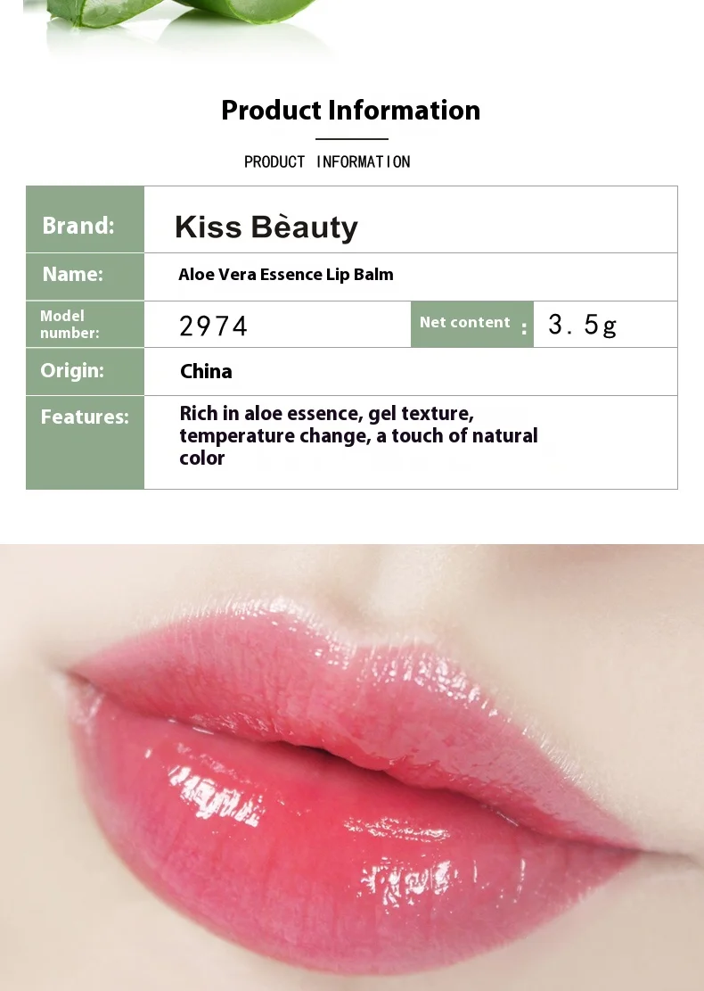 Description Picture 5 of itemAloe Vera Color-Changing Lipstick Long-Lasting Moisturizing Temperature-Activated Lip Balm Fade-Resistant Nourishing Lip CareSet