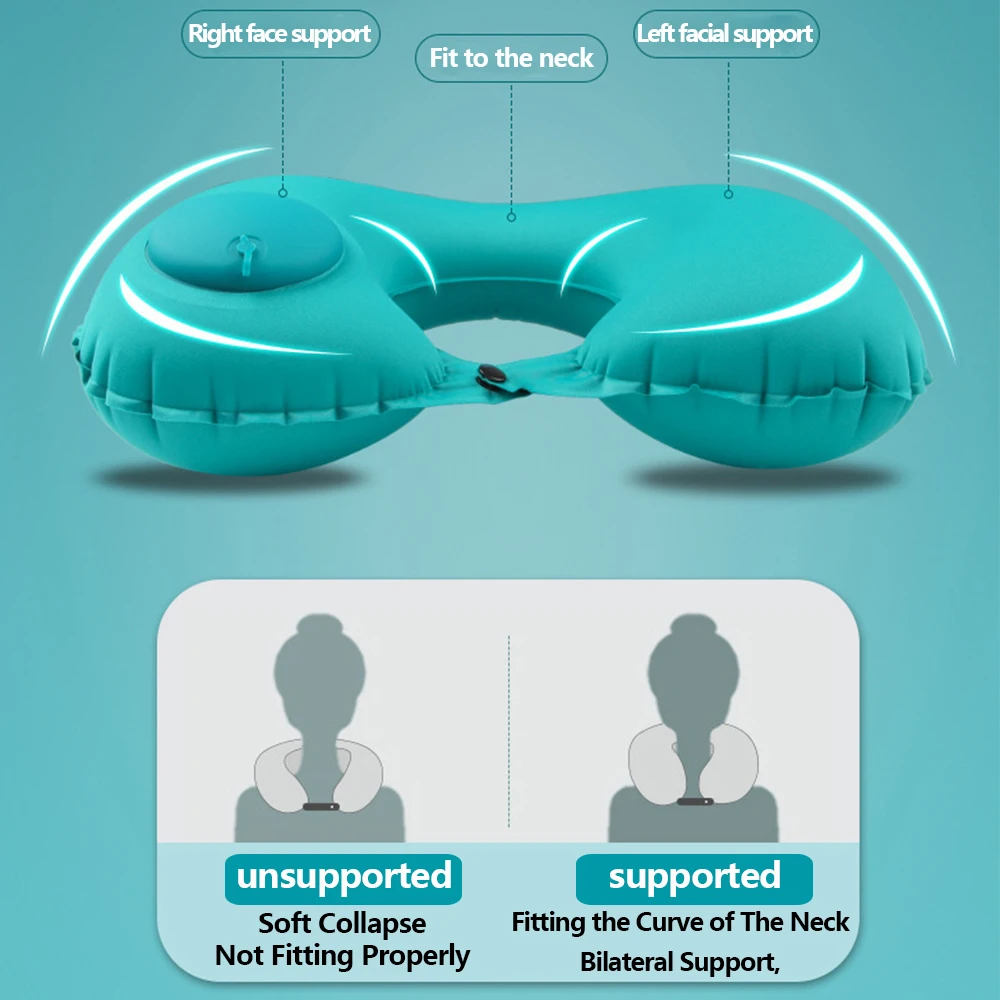 Compact Inflatable Travel Neck Pillow with Ergonomic Support