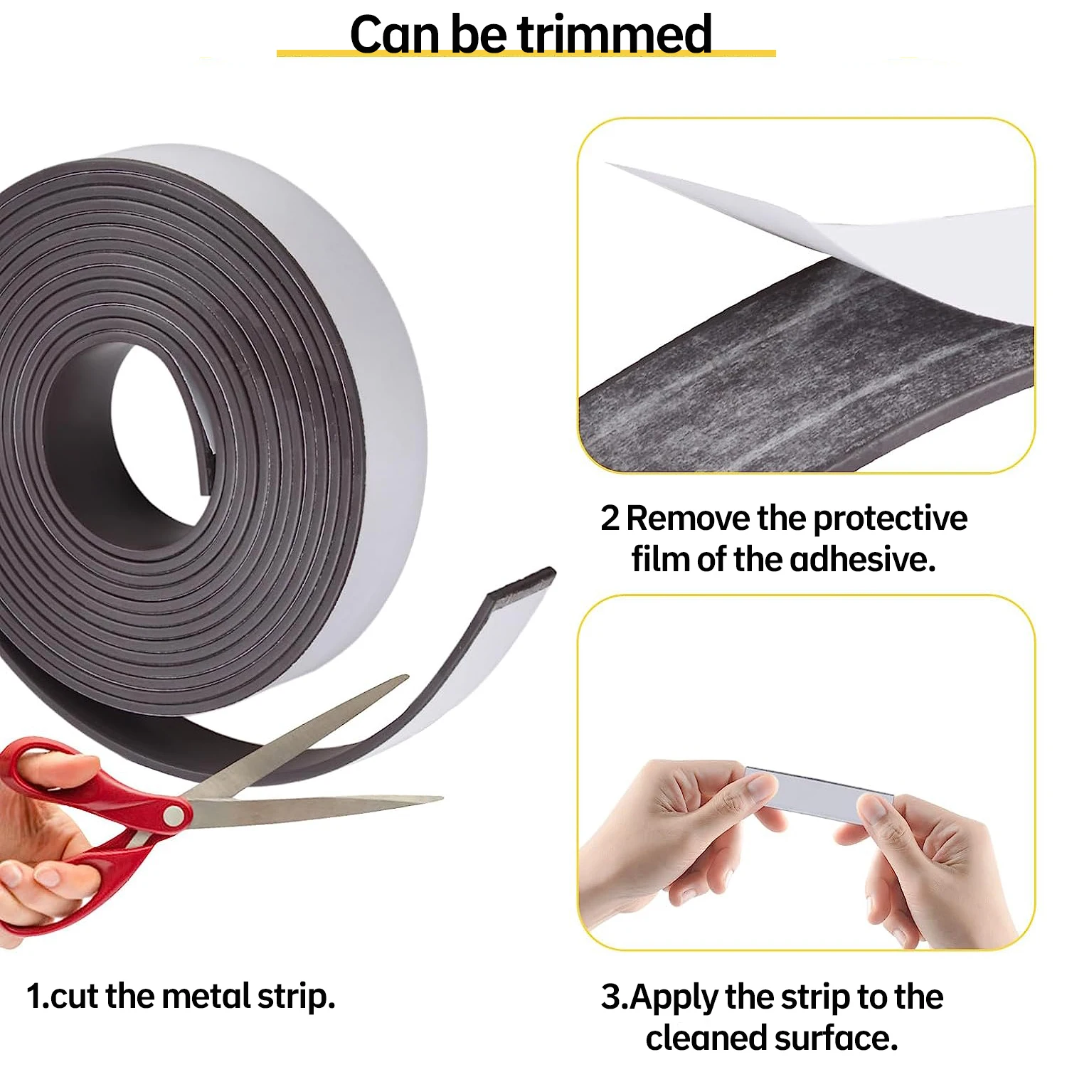 Flexible Magnet Rubber Magnetic Strip with 3M Adhesive 20mm x 2mm