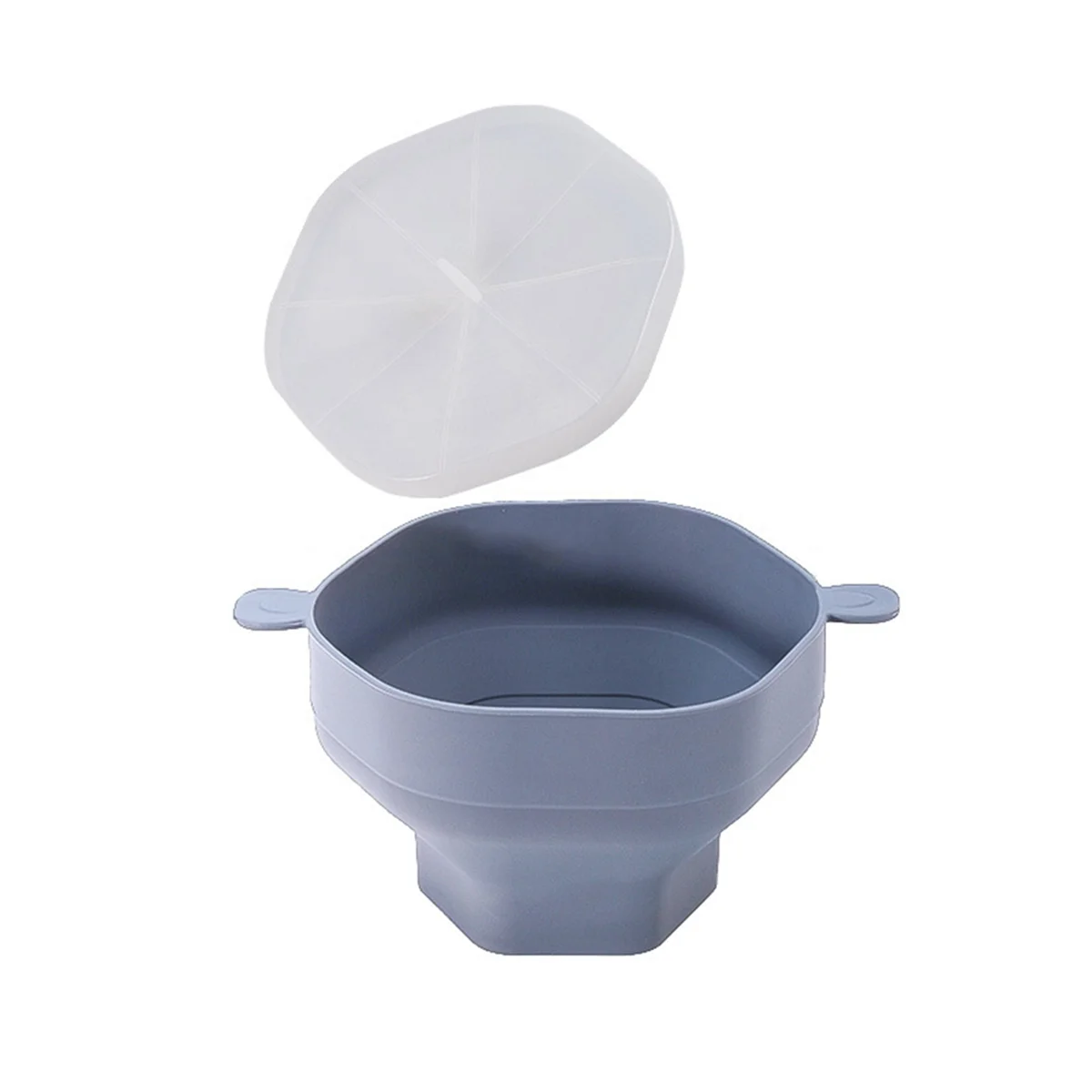 Silicone Microwave Popcorn Bowl Foldable Popcorn Maker Bucket Bowl with Lid Folding Kitchen Baking Tool Gray