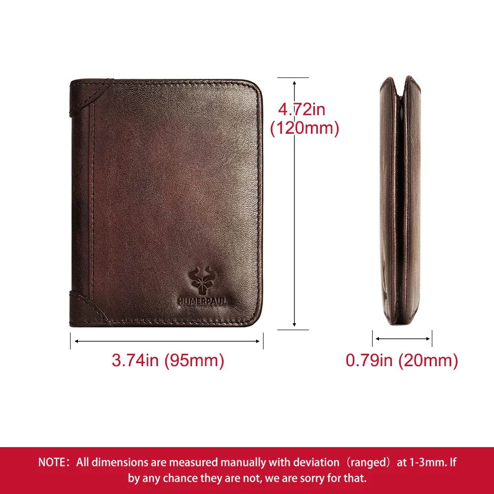 Genuine Leather Mens Wallet RFID Blocking Card Holder ID Money Bag Slim Male Trifold Multi Function Clutch Coin Purse Luxury 6