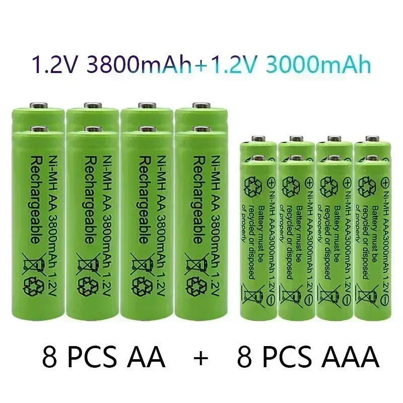 Rechargeable Battery 1.2V Rechargeable battery AA 3800mAh +AAA 3000mAh NI-MH