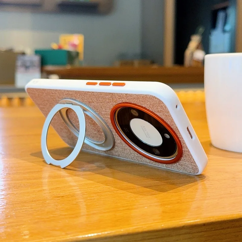 Fabric Back Metal Magnetic Rotating Bracket Lens Protect Case Cover