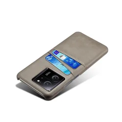 Premium PU Leather Credit Card Phone Case Cover - Stylish and Durable Coque for Xiaomi 13T Pro (Gray)