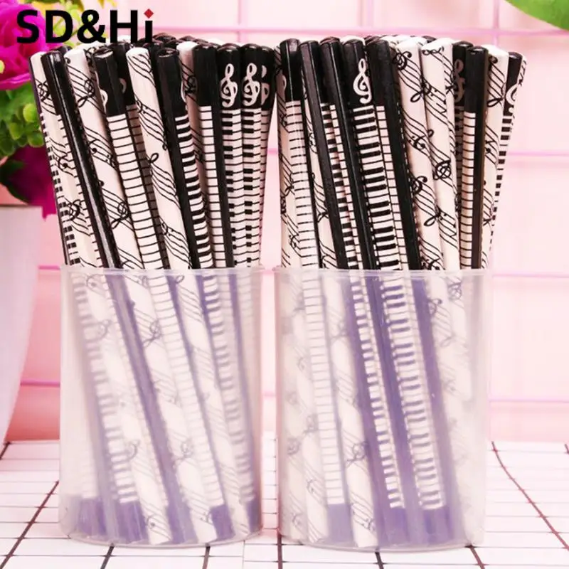 12Pcs 17.3cm Cute Music Notes Piano HB Wooden Standard Pencils Students