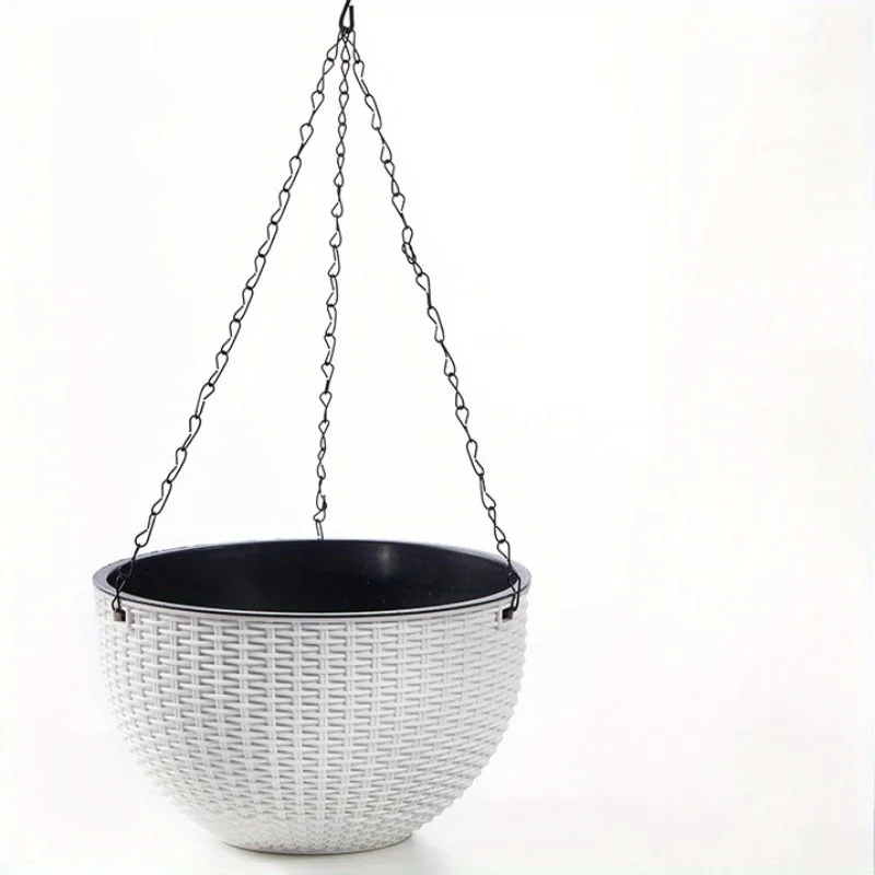 צמחים תלויים עצמיים מעוצבים מפוליפרופילן עם עיצוב רטן - תקע ניקוז קל להשקיית מים יעילה