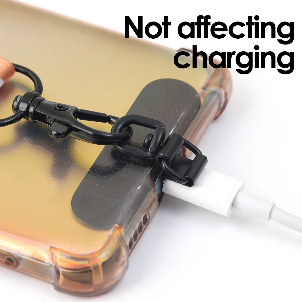 Ultra-thin Metal Mobile Phone Lanyard Clip with Card 360 Degree Rotation Tether Tab for Mobile Phone Anti-lost Connect Card