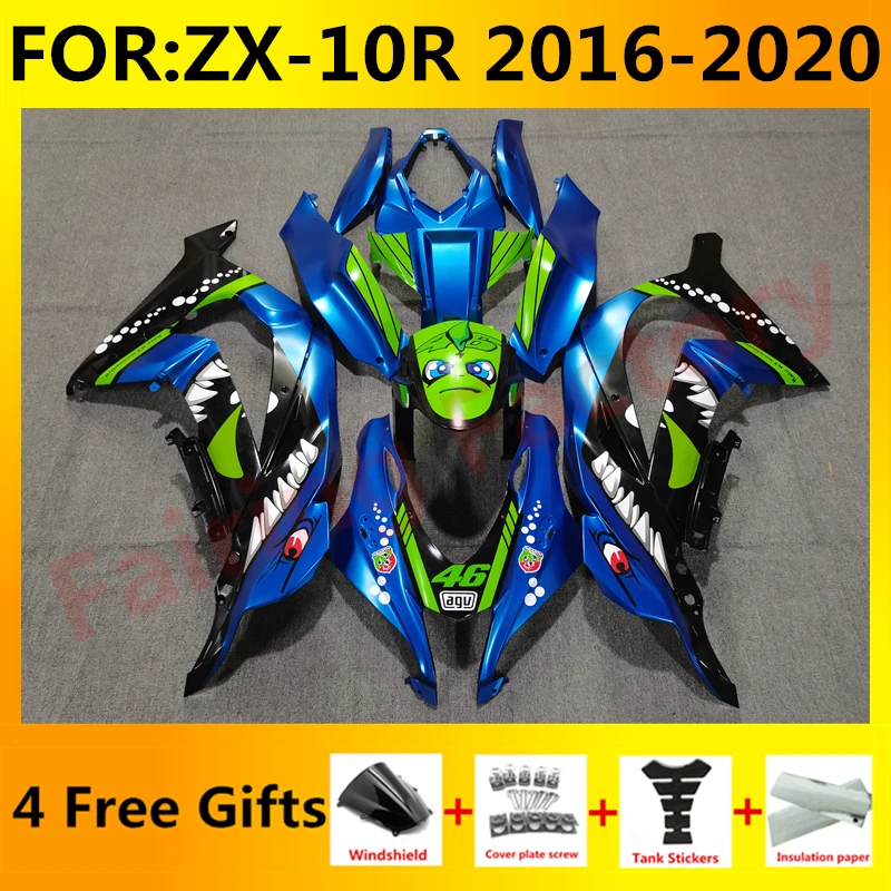 

NEW ABS Motorcycle Fairings Kit fit for Ninja ZX-10R ZX10R zx 10r 2016 2017 2018 2019 2020 bodywork full fairing set blue shark