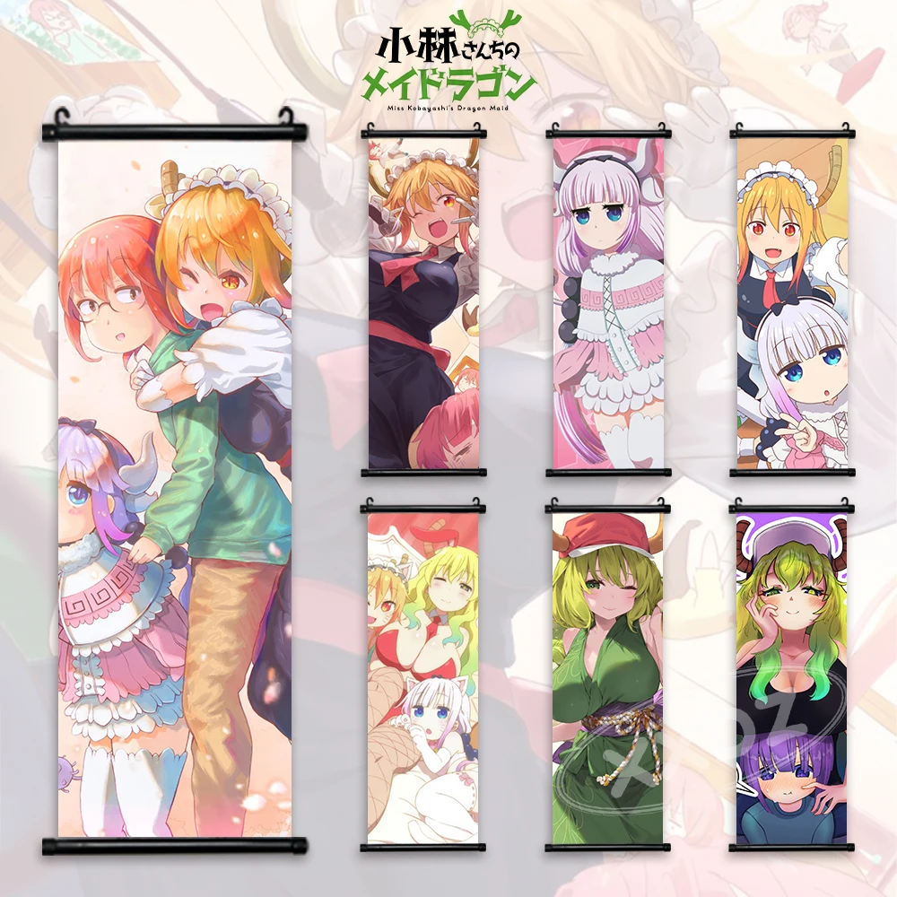 

Anime Miss Kobayashi's Dragon Maid Poster Kanna Kamui Home Decor Canvas Tohru Hanging Painting Elma Wall Artwork Scroll Picture