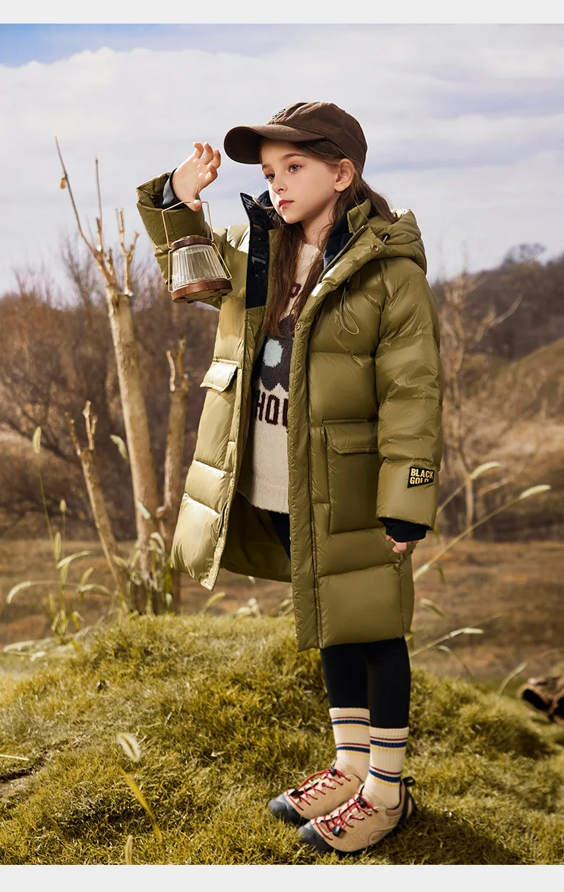 Olekid 2024 Winter Kinder Daunen jacke für Mädchen dicke warme wasserdichte lange Teenager-Mädchen Outwear Mantel 5-16 Jahre Kinder Parka – Detail 16