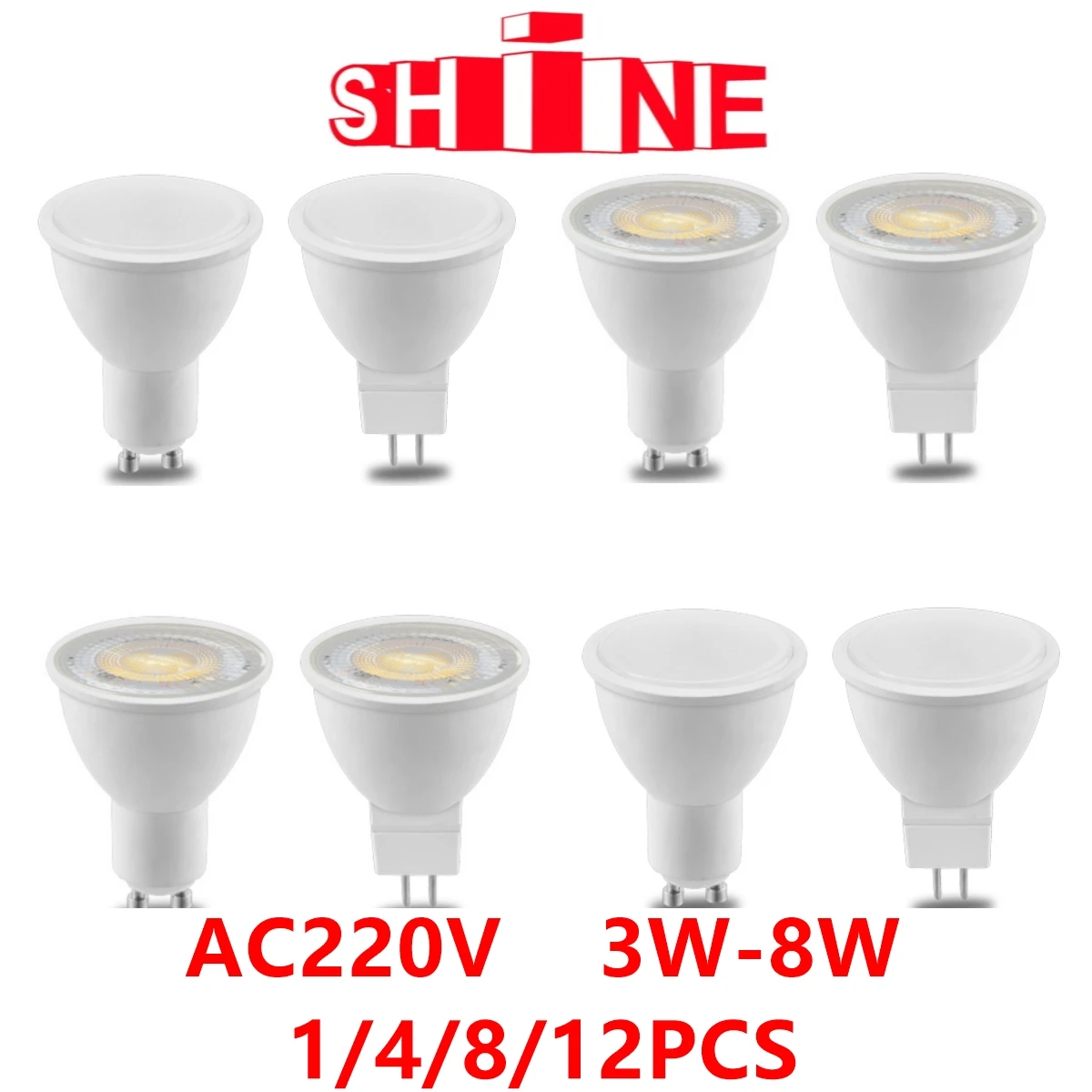 

1-12pc LED spotlight GU10 MR16 GU5.3 AC220V Super bright warm white light replacement 50W 100W halogen lamp suitable for kitchen