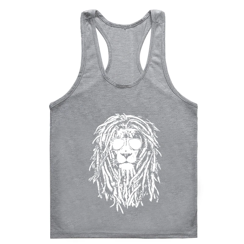 

COOLMIND QI0124A casual o-neck summer men Gym t-tank top menloose tank Gym t-tank top menGym t-tank top men100% cotton cool lion